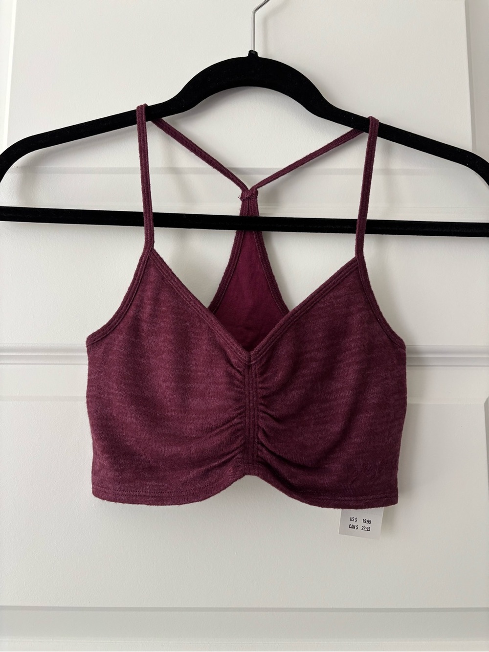 Gilly Hicks Size XS Maroon Strappy Back Ruched Bralette